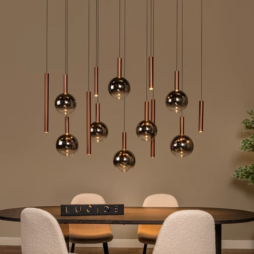 Lucide JASMINE - Pendant light - LED Dim. - CCT - 14x4,4W 2200K/3300K - Copper | Premium - atmosphere 1